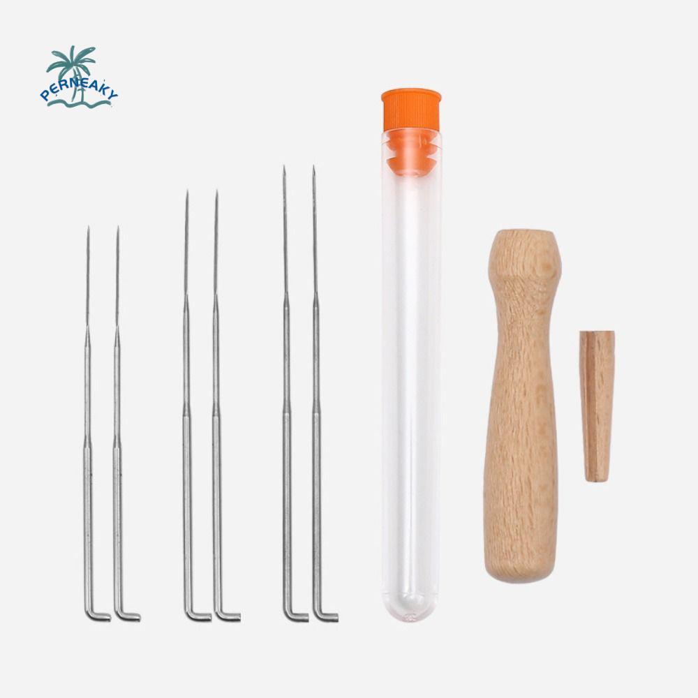 Creative Felting Needles Set 3 Sizes Felting Needles Wooden Handle Felting Needles with Bottle DIY Craft Handmade