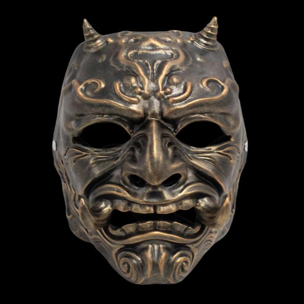 Japanese Hannya Resin Mask With Ancient Silver Finish For Christmas And Halloween