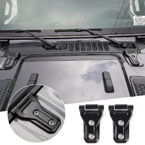 RT-TCZ Hood Hinge Cover Exterior Decoration Kits Accessories Compatible with 2018-2023 Jeep Wrangler JL JLU and Gladiator JT (Black)