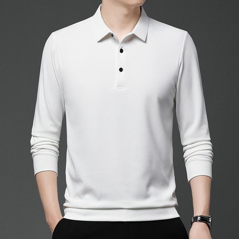 Men S Long Sleeve Polo Shirt Solid Color Casual Basic Style