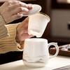 Jinxiangyu Tea Cup Set of Three, Mutton-Fat Jade Porcelain, Home Ceramic Tea Infuser Mug, Gift Box Set, Cloud Journey