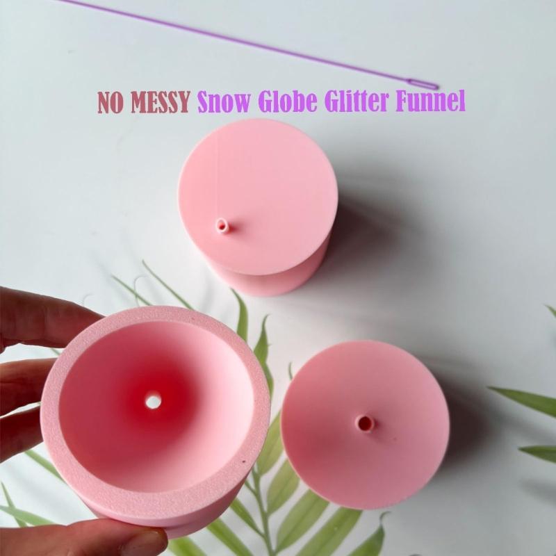 Plastic Snow Globe Fill Tool, Broad Opening Craft Pour Aid with Fine Tip for Decorative Powder Transfer in Small Bottle Table Projects