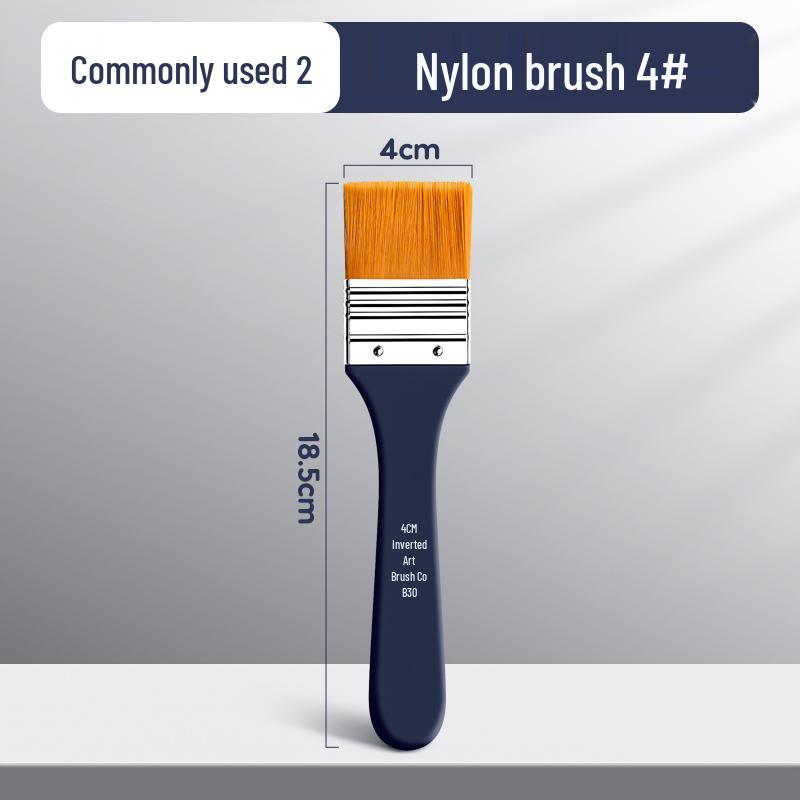 Flat Nylon Paintbrush for Oil, Acrylic, Gouache, Watercolor - Beginner Painting Tool