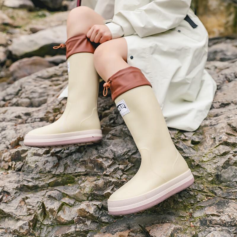 Rain Boots Rain Shoes Men's Tall Tube Waterproof and Non-slip PVC Water Shoe Cover Rain Shoe Cover Outdoor Rubber Shoes Work Shoes