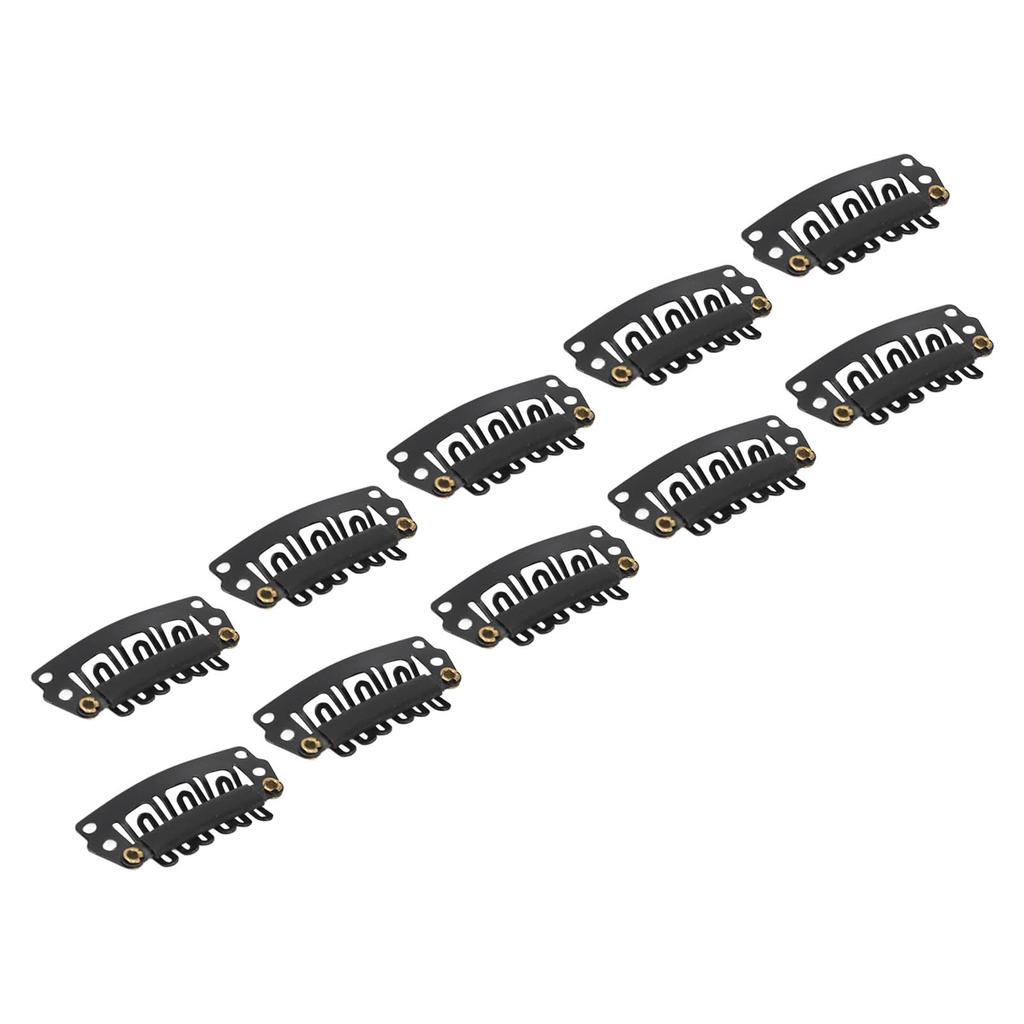 100 Pezzi Clip a Scatto Nera a Forma di U per Estensioni dei Capelli Sicura 6 Denti Clip per Parrucche e Toupet per Fai da Te