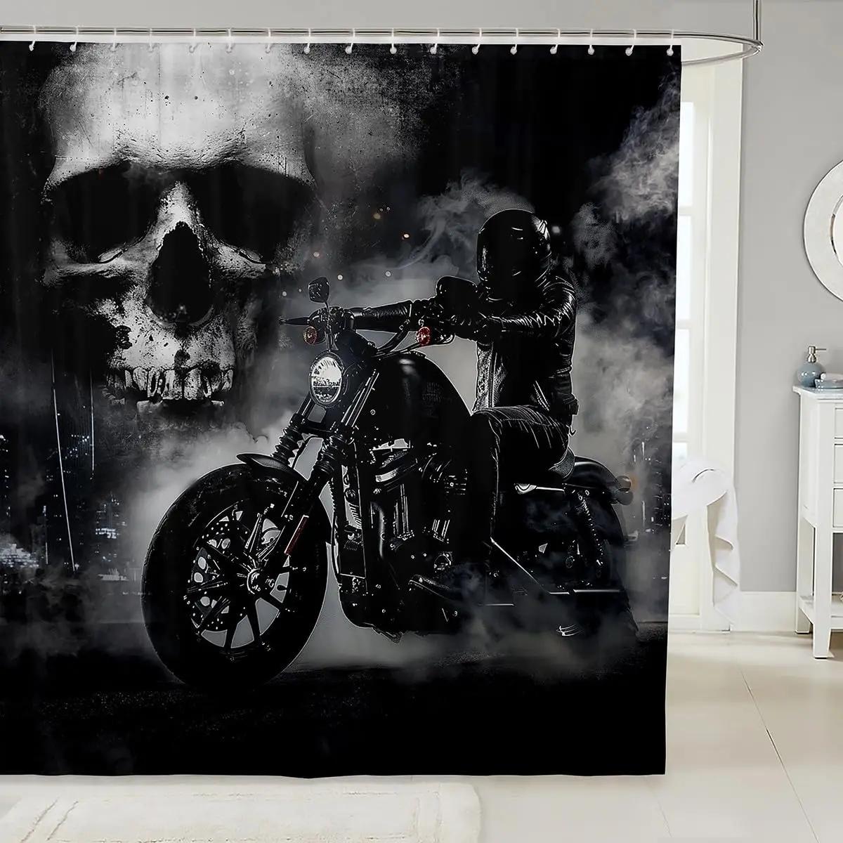

Blu-Ray Drum Kit Decorative Home Bathroom Shower Curtain Black Bathroom Decoration Hook Waterproof, 180X180Cm W60H190(CM)-1 Pcs