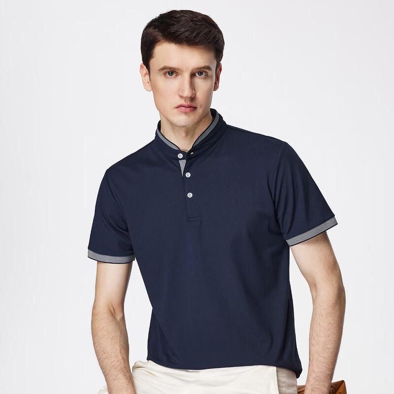 Shanshan Men's Jacquard Stand-Collar Short-Sleeve T-Shirt