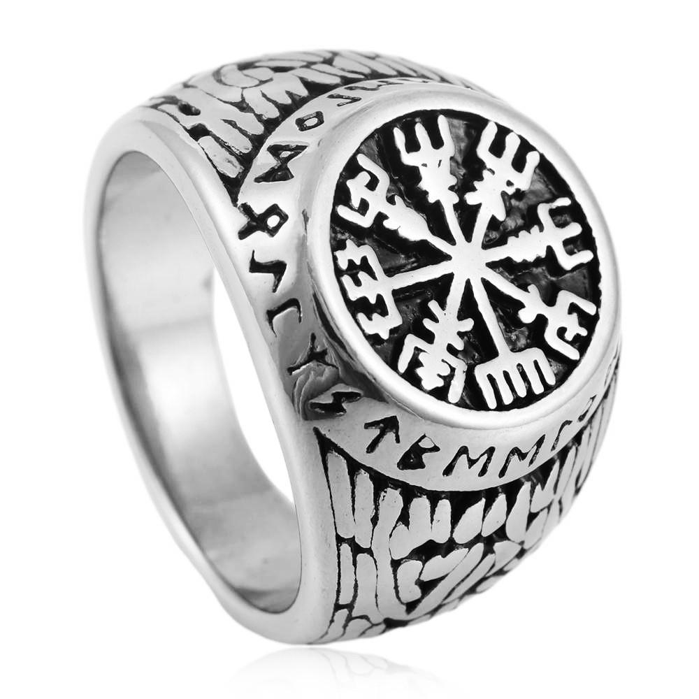 2026 Vintage Personalized Compass Pattern Viking Men s Ring no. 7