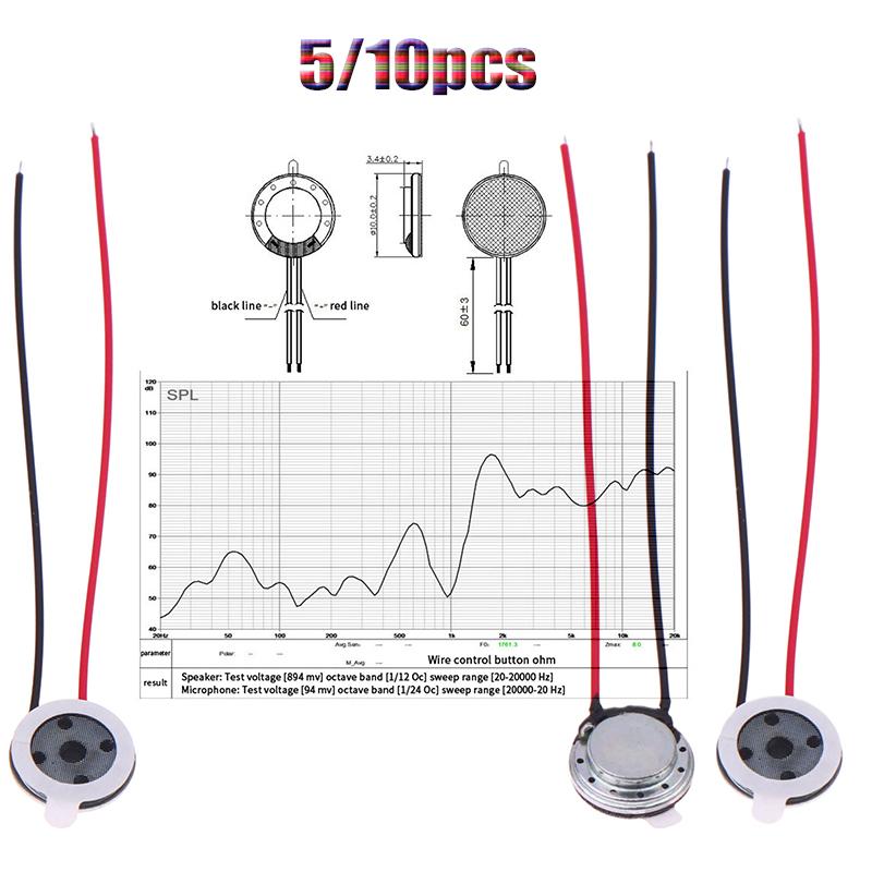 5/10Pcs 0-20kHz 8 Ohm 0.5/1W Round Speaker 10mm Mini Ultra-thin Loudspeaker Horn For Mobile Phone Computer DIY Repair
