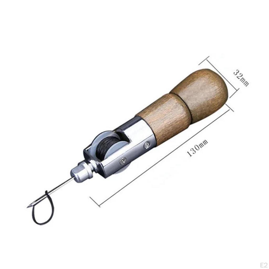 Leather Sewing Awl Comfortable Grip Multipurpose Wood Handle Stitching Supplies for DIY