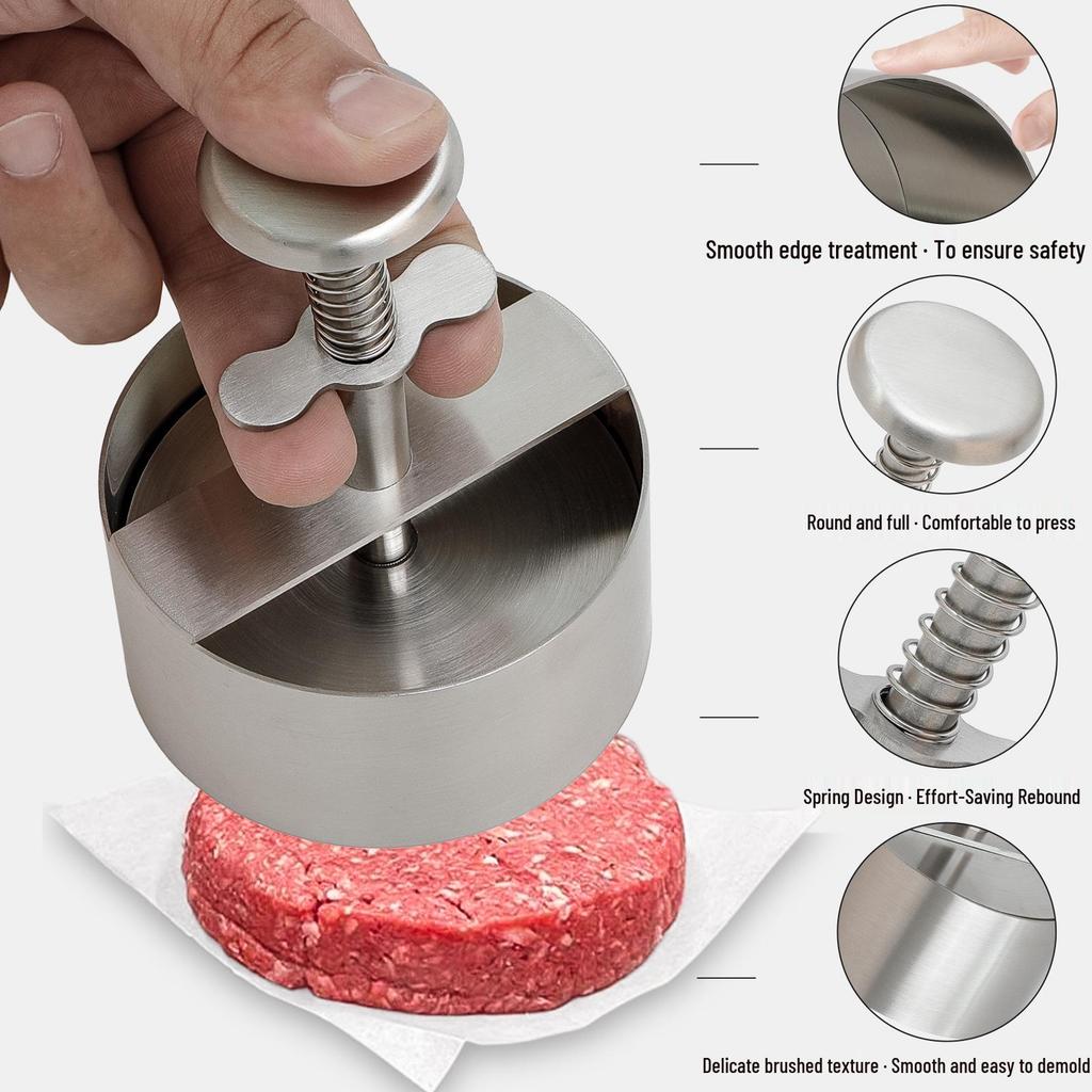 Stainless Steel Hamburger Patty Press-Type Mold Manual Kitchen Tool