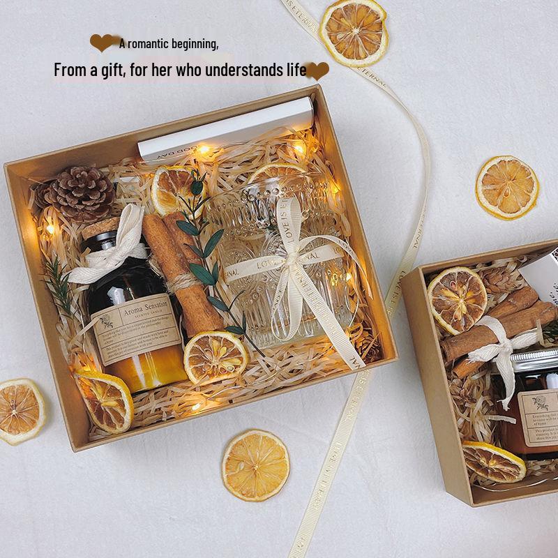 Vintage Aromatherapy Candle Gift Box for Girls - Perfect for Birthdays, Valentine's Day, Qixi Festival, and Bedroom Decoration