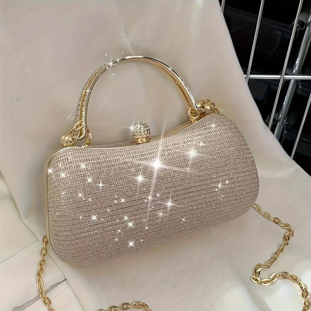 1pc New Fashion Chain Handbag Banquet Bag Shoulder Slung Small Bag Unique Handbag Gold Bag Dinner Bag Storage Bag