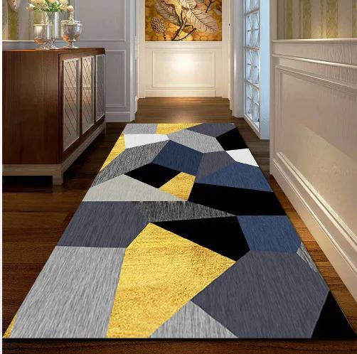 Geometrischer Läufer Teppich Moderner Minimalismus Zuhause Geometrisches Puzzle Design Rutschfester Teppich Eingangsbereich Innen Wasserabsorbierend Ma