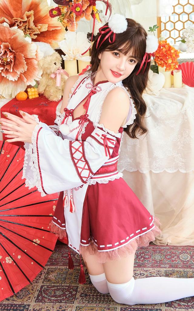 Cosplay Schreinmädchen Neujahrskostüm Verkleidung Marie Moon 6-teiliges Set 9894 [Malymoon]