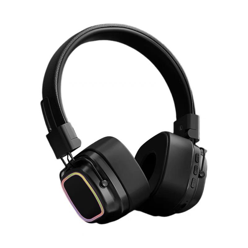 Retro Wireless Bluetooth Headband Earphones with Mini Card Slot, Heavy Bass, Noise Cancelling, and Gaming Support.