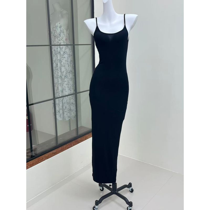 Kardashian European and American Tight Sheath Slim fit Modal Cotton Basic All-Match Suspender Skirt Dress Long dress