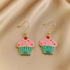 Creative Drip Oil Rhinestone Cake Earrings - Cute Sweet Alloy Pendants