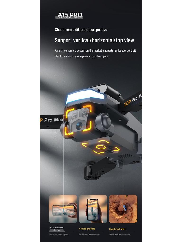 A15 Pro Folding Drone with Obstacle Avoidance and Remote Control