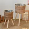 Woven Plant Rack Flower Frame Pots Straw Pots Hand Arrangement Plant Stands Indoor Holder Stool Pots Trays Decorations