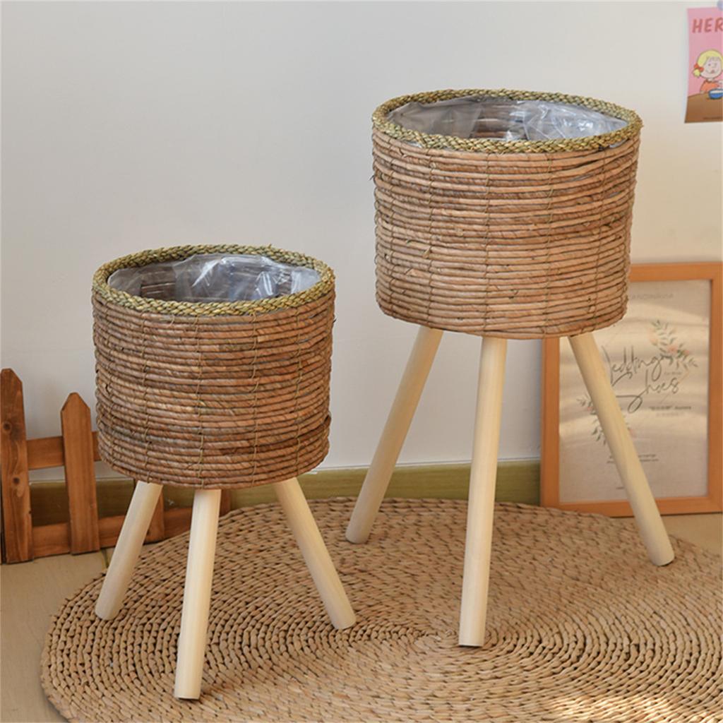 Woven Plant Rack Flower Frame Pots Straw Pots Hand Arrangement Plant Stands Indoor Holder Stool Pots Trays Decorations