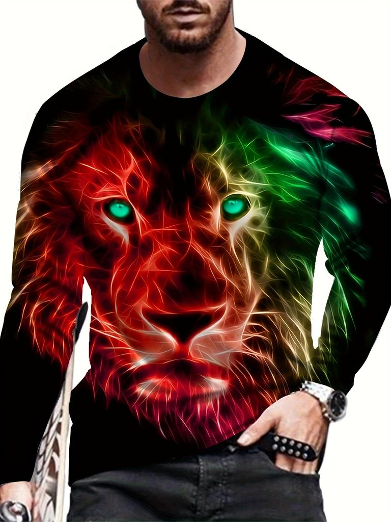 Fashion Lion 3D Printing Men's Long Sleeve T Shirt Autumn Pullover Comfortable Fit Street Casual Oversized Harajuku Shirt Tops