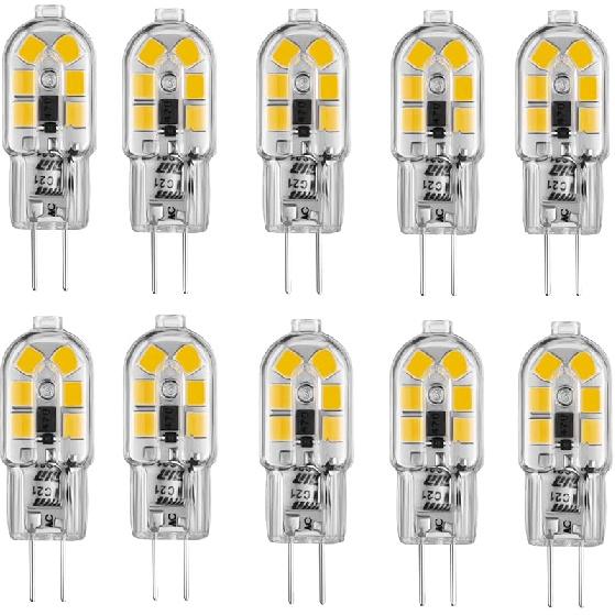 G4 LED Bulb 12V G4 Bi Pin Bulb 2W Equivalent to Halogen lamp 20W, 6000K White Light, Non-dimmable, Suitable for Landscape Bulbs 10-Pack