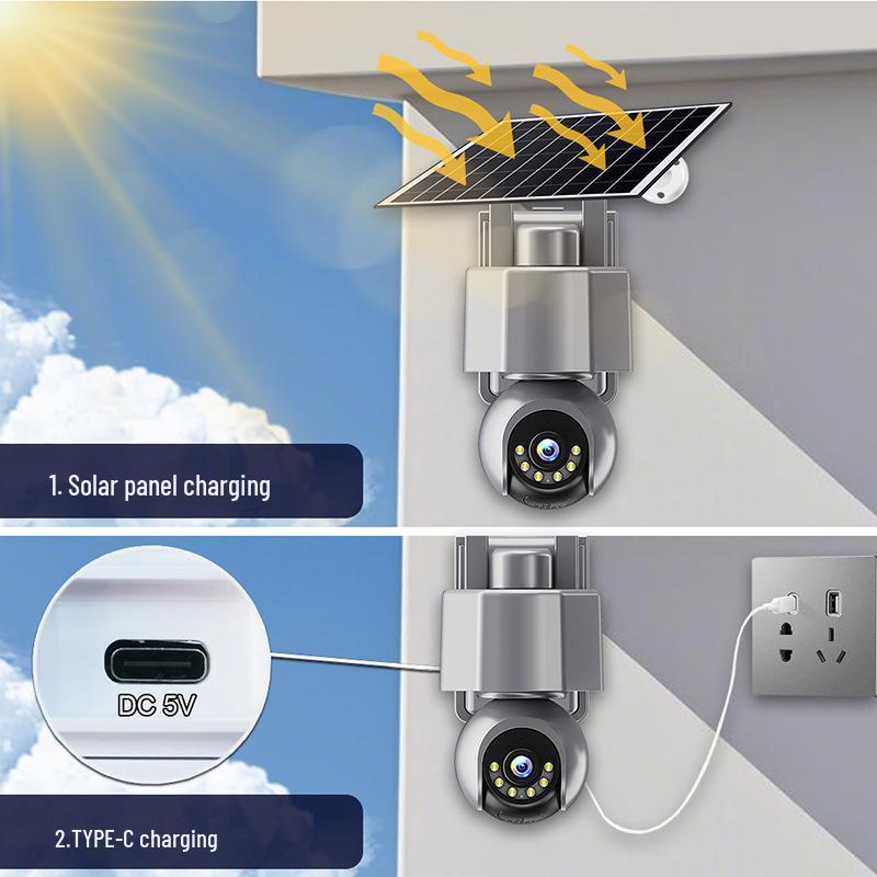 4G Solar-Powered Outdoor HD Camera with Mobile Remote Talk and Low Energy Usage - V380Pro