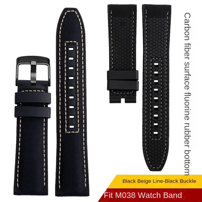 New Design Hybrid FKM Watch Strap for Mido Helmsman M005 M038.431 M038431a Quick Release Canvas Nylon Watchband Bracelet 22mm