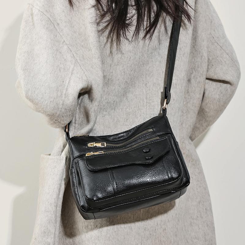 Women's Crossbody Bag Soft Leather Shoulder Bag Large Capacity Middle-aged Women's Bag Mother Bag