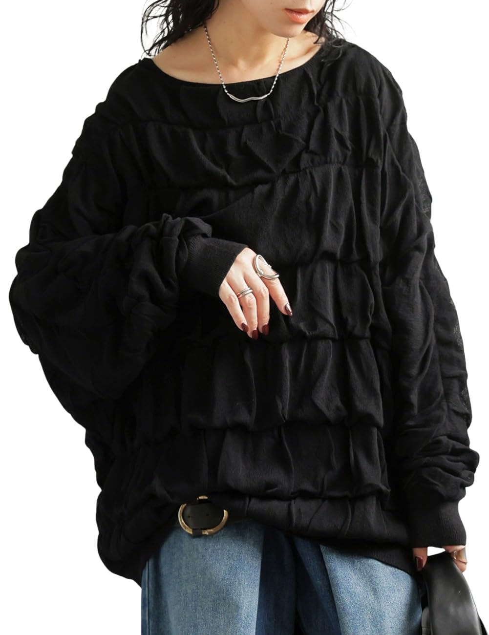 

antiqua Трикотажный топ Долман Единый размер Черный Женский, PN-00501, 05,