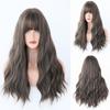 European American Wave Roll 22 Inch Long Curly Hair With Bangs Breathable Natural Wig Full Head Cover