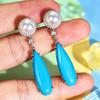 European and American Ethnic Style Earrings, Retro Fashion Imitation Turquoise Stud Earrings, Imitation Pearl Design Earrings