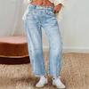 Elegant Splice Mid Waist Jeans Women Denim Pants Wide Leg Long Pant Mom Y2k Loose Casual Regular Straight Trousers