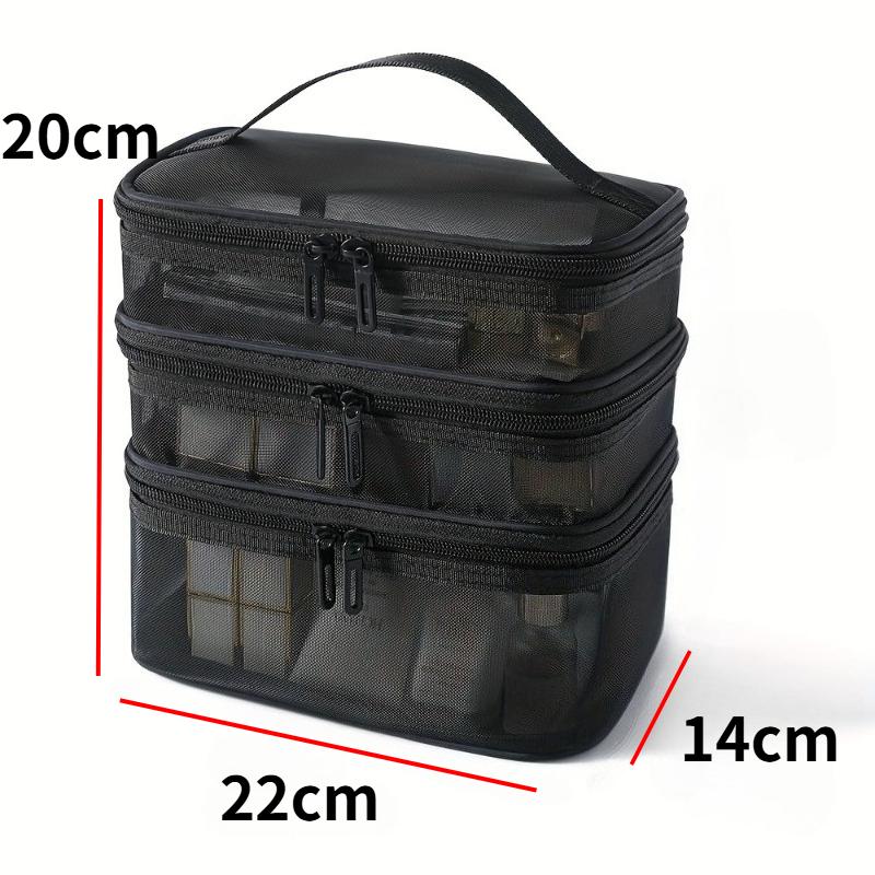 3-Layer Large Capacity Mesh Cosmetic Bags Travel Storage Bags for Toiletries Cosmetics Foldable Makeup Bag