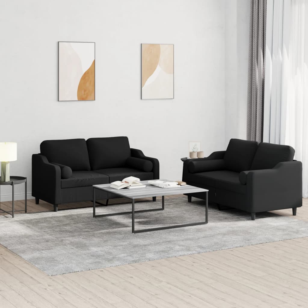 Vidaxl 2-Cz. Relaxation Set With Cushions, Black, Fabric