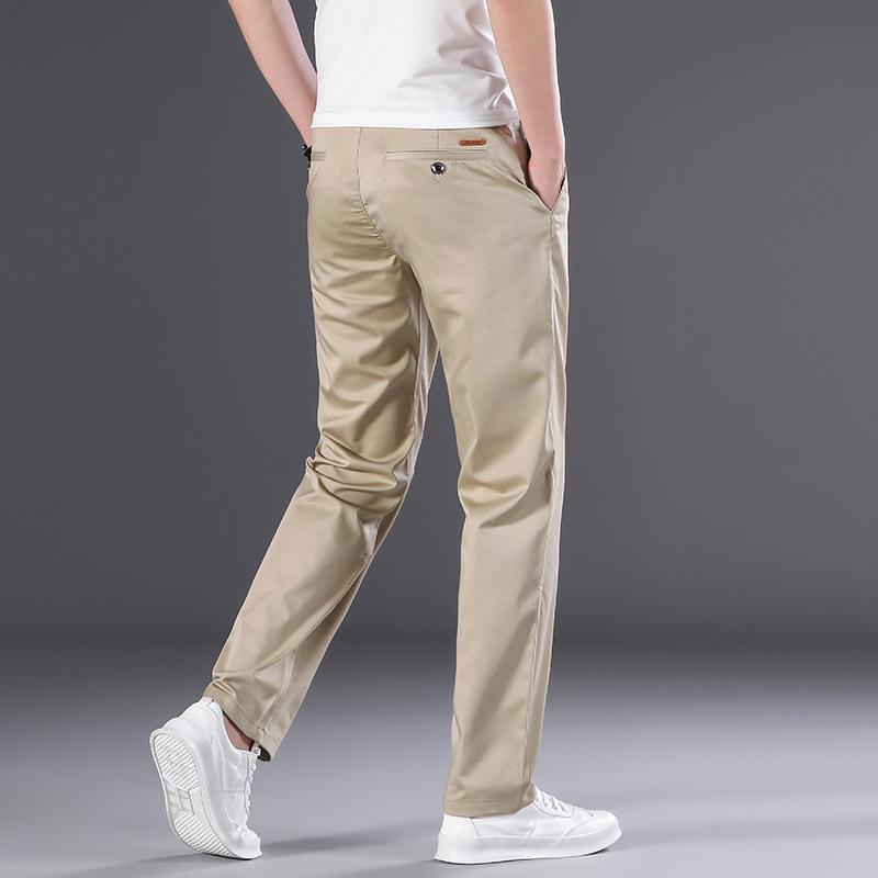 

Мужские осенние прямые повседневные хлопковые брюки - эластичные, не мнется, естественная драпировка, идеально подходят для делового повседневного ношения для людей среднего возраста 42