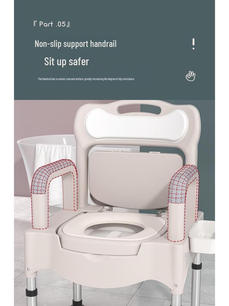 Adjustable Stainless Steel Commode Chair for Elderly and Pregnant Women, Portable with Bedpan