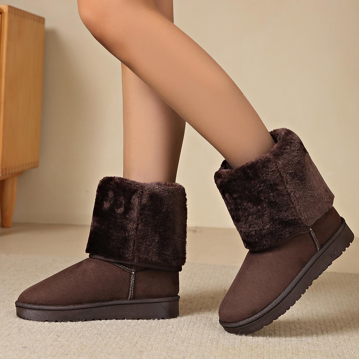 

2025 autumn and winter 33 cm tall tube, Northeast cold resistant Northeast, velvet, snow boots women s thickened snow boots 41 темно-коричневого