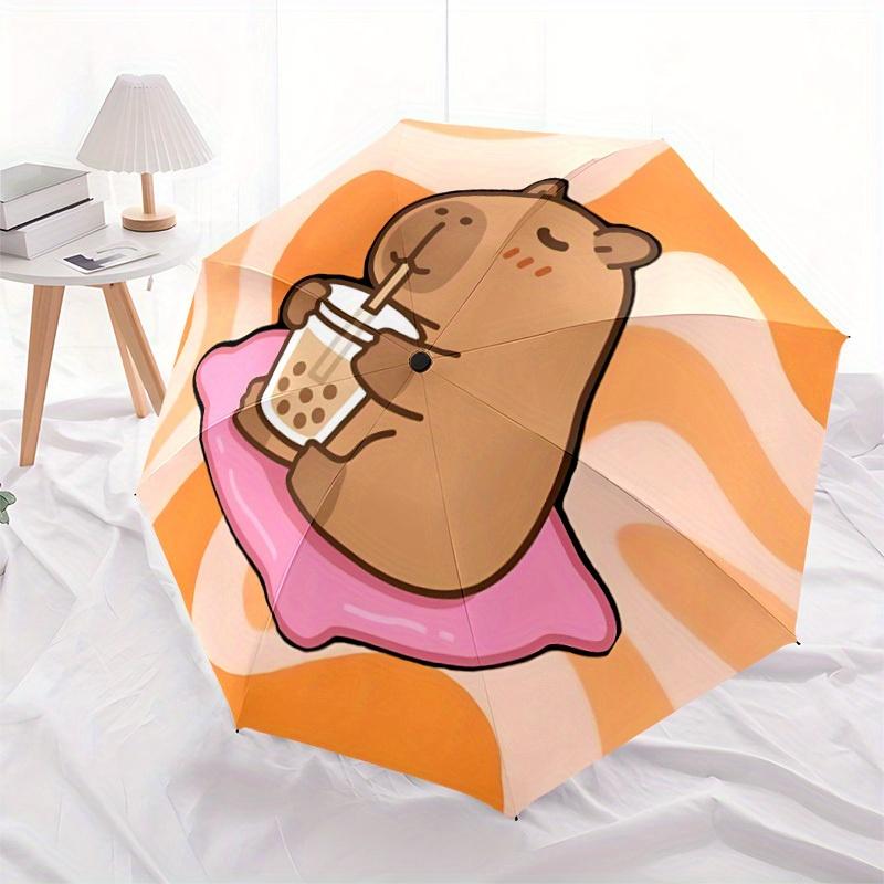 1pc Capybara Pattern Automatic Umbrella 8-Bone Design Compact Gear for Outdoor Travel, Perfect Holiday Gift Y250827057