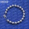 925 Sterling Silver 10mm Round Bead Chain Bracelet Fashion Wedding Jewelry
