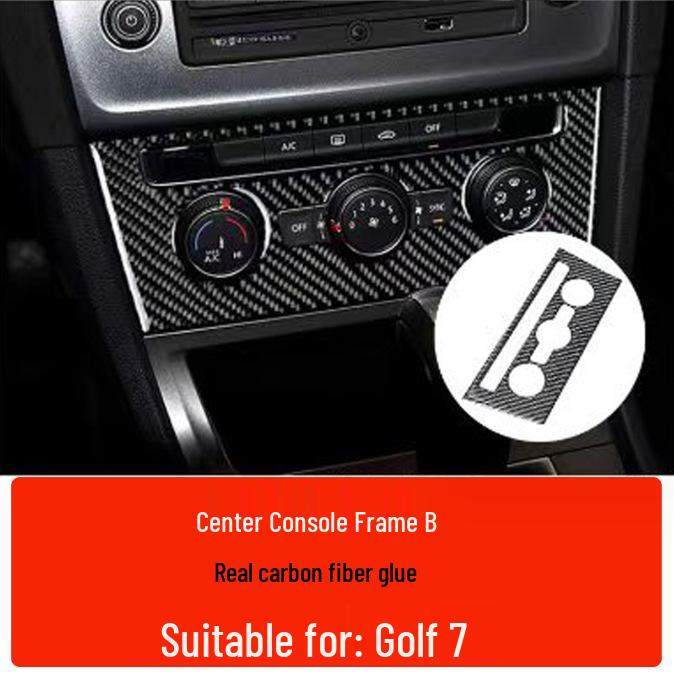 Compatible Carbon Fiber Interior Accessories for VW Golf 7: Console, Gear Shift, Cup Holder, A/C, Navigation Decor.