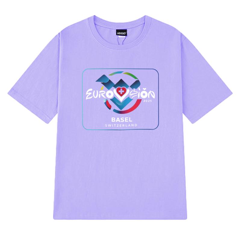 Eurovision Song 2025 Basel Switzerland short sleeve Tshirts Unisex Women Fashion Oversized clothing Unisex 100 Cotton T shirt Top