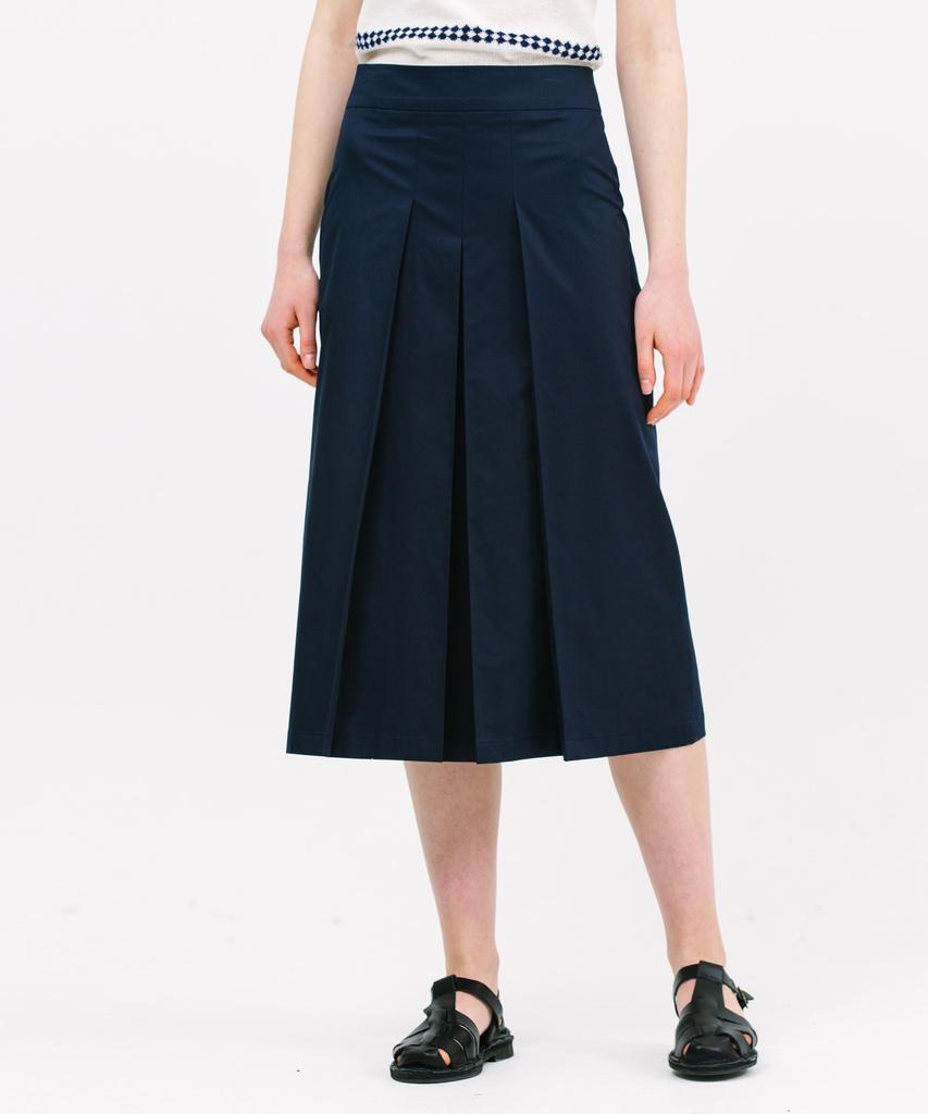 JUN BY JUN K Three-Tuck A-Line Skirt_Navy