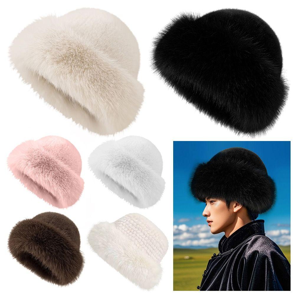 Windproof Winter Hat Imitation Mink Hair Bucket Hat New Ear Protection Cap