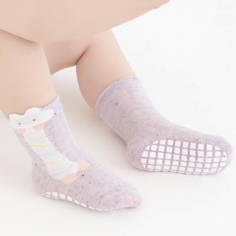 4Pairs/Set Baby Floor Socks Summer Thin Mesh Breathable Anti Slip Grip Toddler Socks Soft Cotton Newborn Kids Socks For Baby
