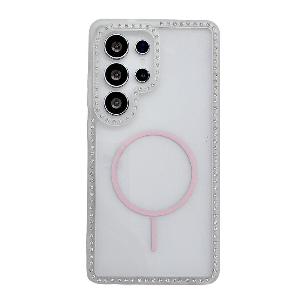 Luxury Diamond-Studded Magnetic Transparent Phone Case for S25ULTRA A56 A15 S24
