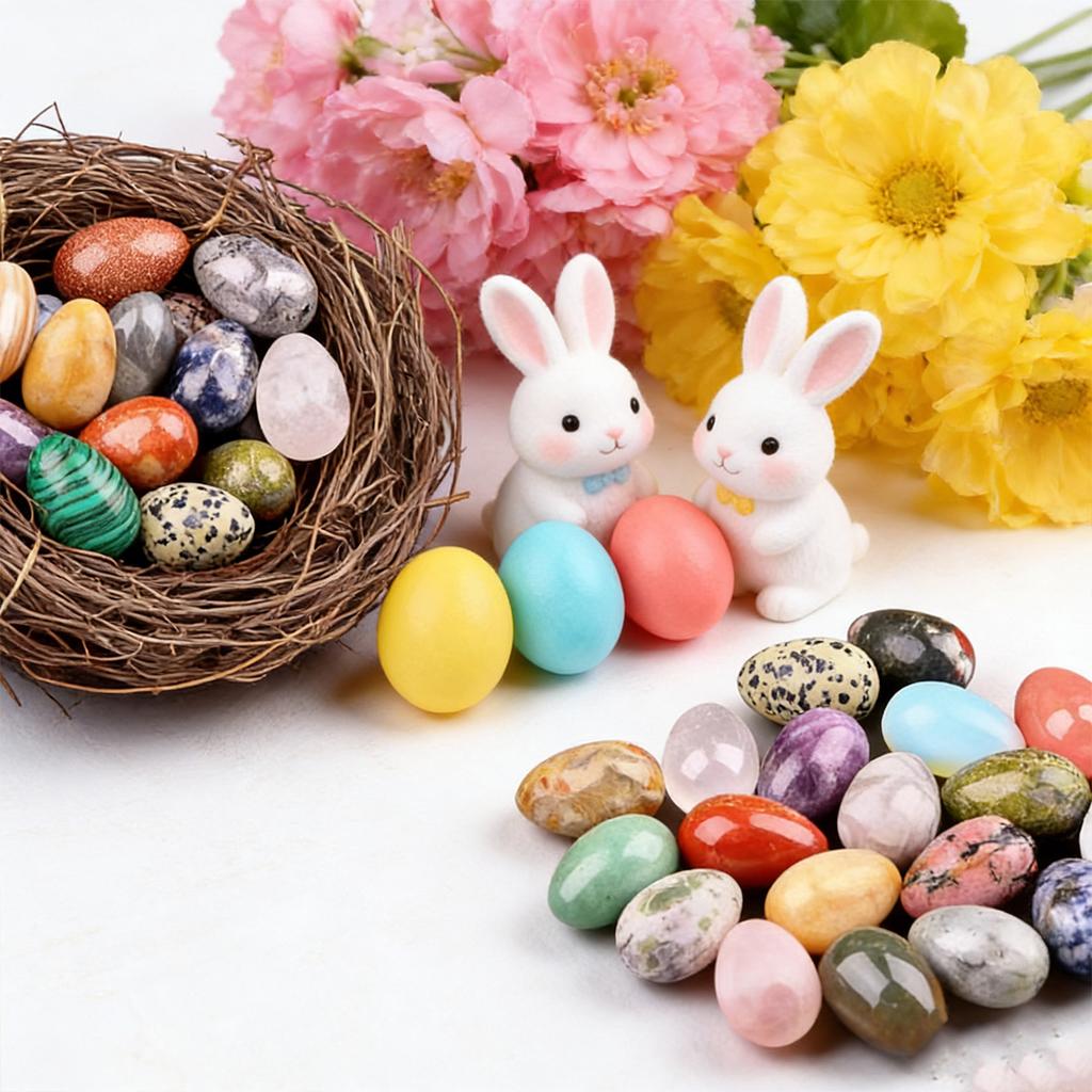 1 Pcs, Natural Crystal Rolling Stone, Mini Egg, 15 * 20mm, Raw Stone Bird Egg, Easter Egg, Ornament