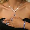 Bridal Wedding Accessories Necklace Bracelet Earrings Ring Set Chain Women'S Four-Piece Rhinestone Wedding Dress Accessories
