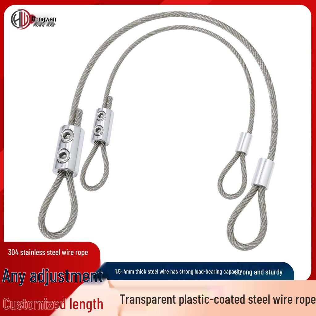 Adjustable Transparent Rubber-Coated Steel Wire Picture Hanging Device with Locking Line and Aluminum Sleeve Safety Rope